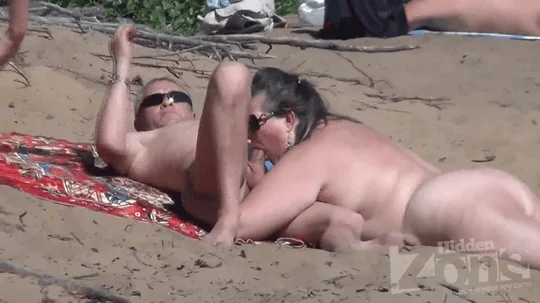 Blowjob on nudist beach