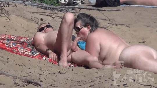 Blowjob on nudist beach