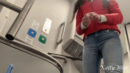Extreme on the train  teen girl took off her panties and pee in public  risky peeing