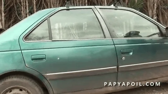 Grandpa fucks a fat slut with a friend who sodomizes her on the car