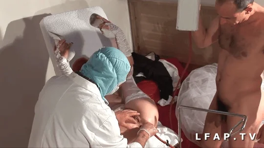 Old bride gets fucked in the ass at the gyno in threesome with the husband