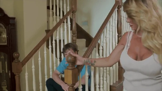 Step mom and step son enjoying when step dad is not at home