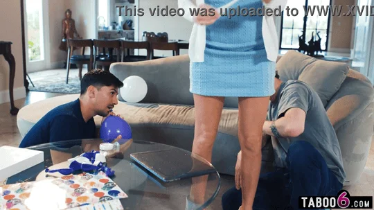 Step mom had no panties on and stepson and his buddy noticed this so they tried something