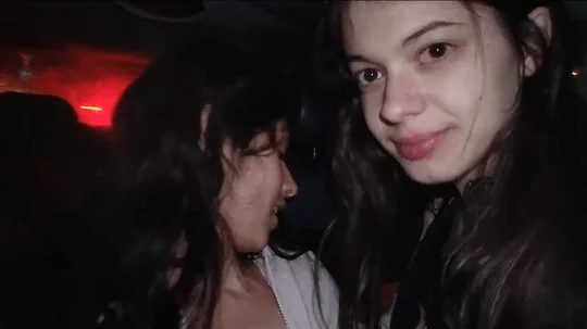 Threesome sex with two s in car    cum in mouth and swallow