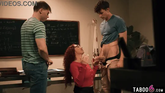 College boys dp their curvy milf teacher in a classroom together gif part6