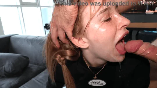My deepest throat is overflowing with cum and saliva young polly young gags from a hard blowjob gif part4