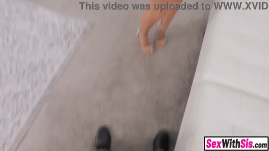 Petite blonde step sister spreads big ass to grind on big cock stepbro and make him pound her gif part1