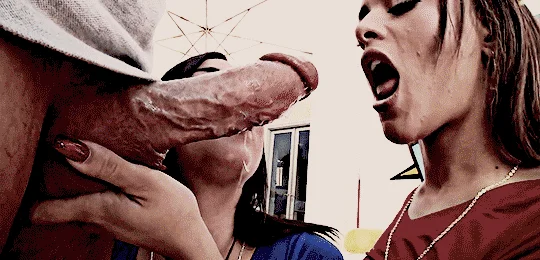 Sharing cum from big cock